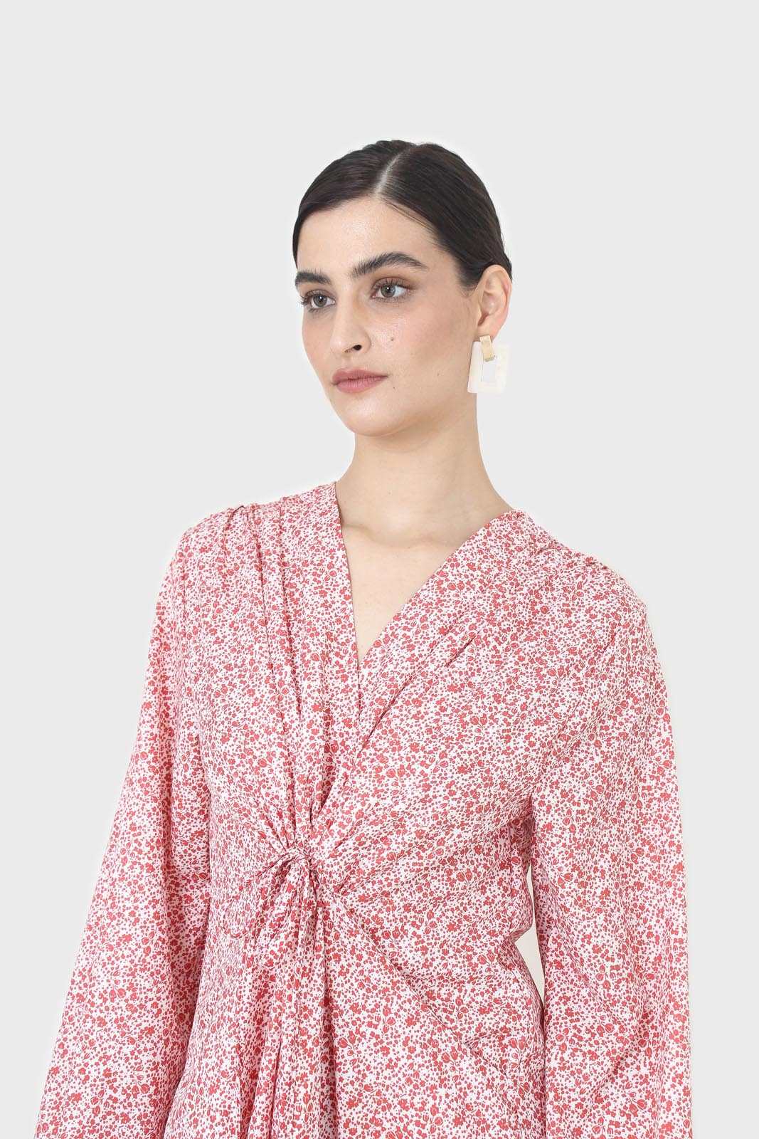 Pink and ivory floral print tie back maxi dress_10