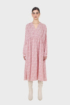 Pink and ivory floral print tie back maxi dress_2