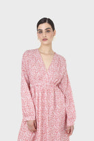 Pink and ivory floral print tie back maxi dress_7