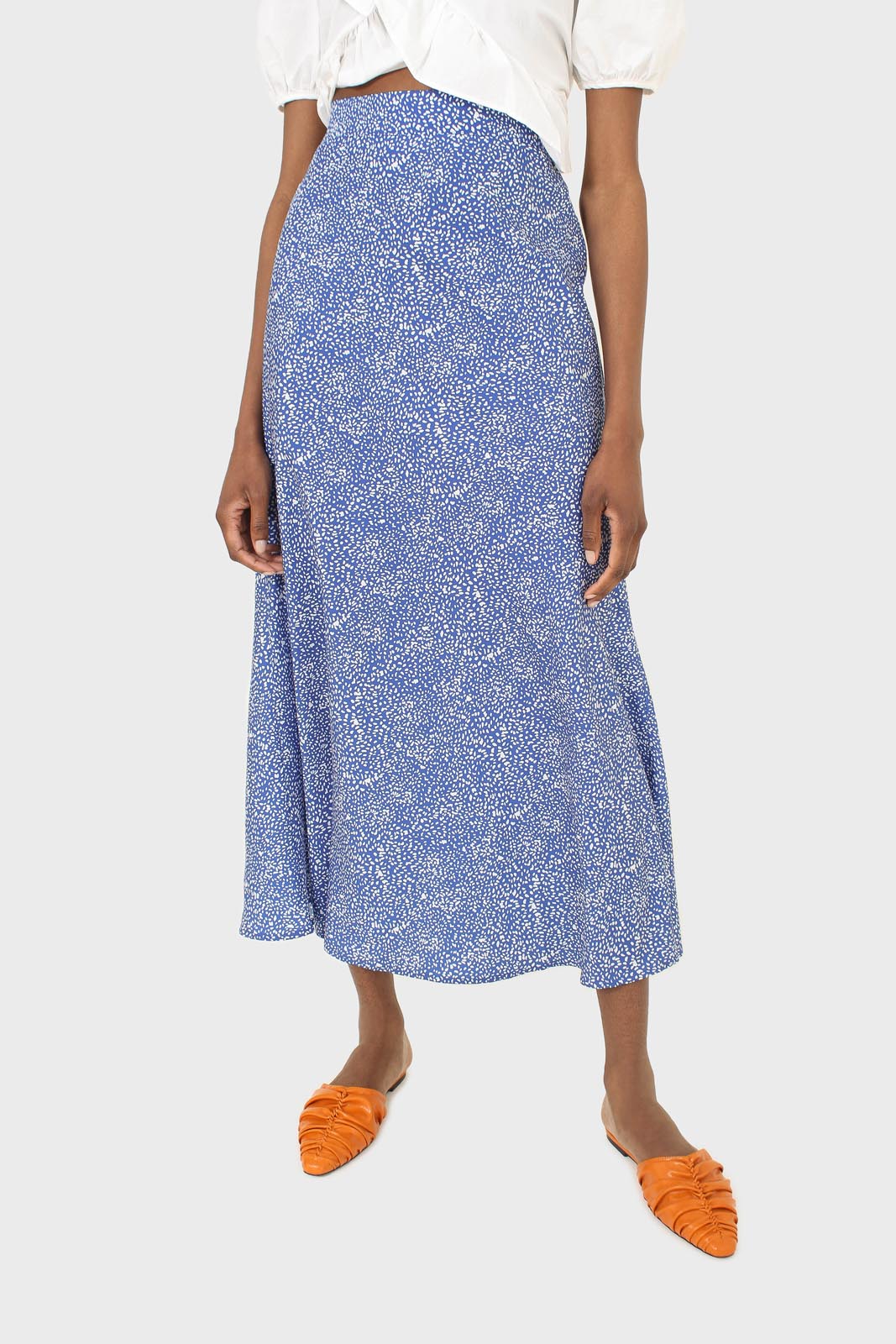 Cobalt blue and ivory dappled maxi skirt_1