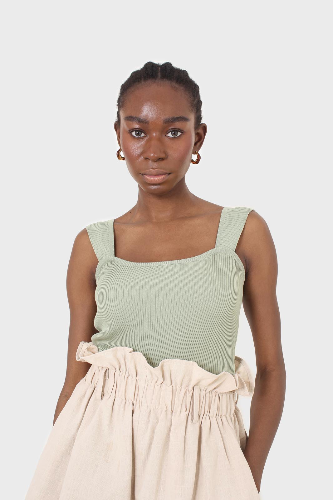 Sage green thick strap knit tank_3