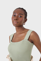 Sage green thick strap knit tank_2