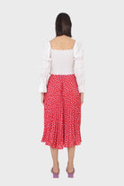 Red and pink heart print pleated midi skirt_13
