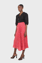 Red and pink heart print pleated midi skirt_10