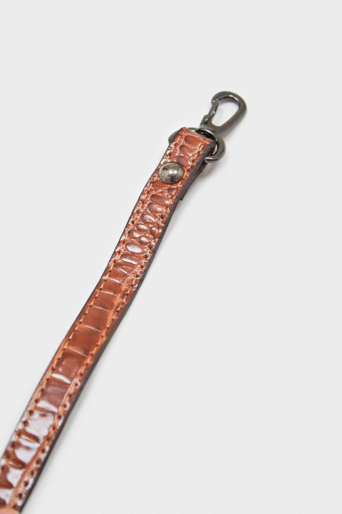 Brown croc skin rectangle thick chain handbag_6