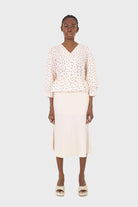 Ivory and red floral print cotton blouse_4