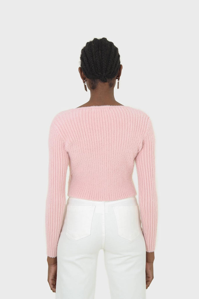 Baby pink ribbed zip cardigan_2