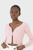Baby pink ribbed zip cardigan_1