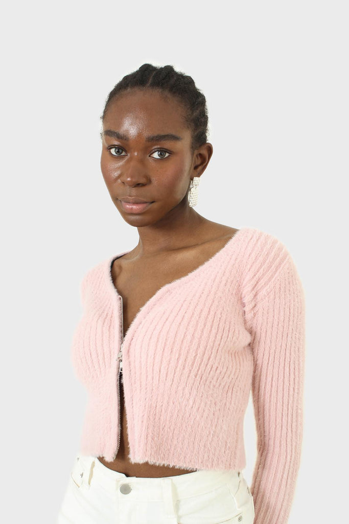 Baby pink ribbed zip cardigan_3