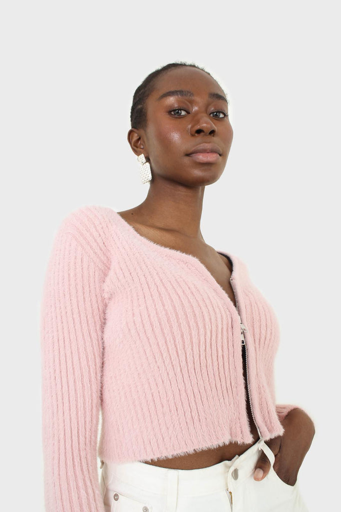 Baby pink ribbed zip cardigan_8