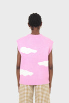 Pink and white intarsia cloud wool blend vest_2