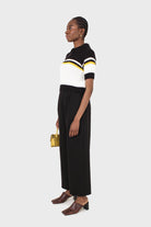 Black and ivory polo short sleeve knit top_6