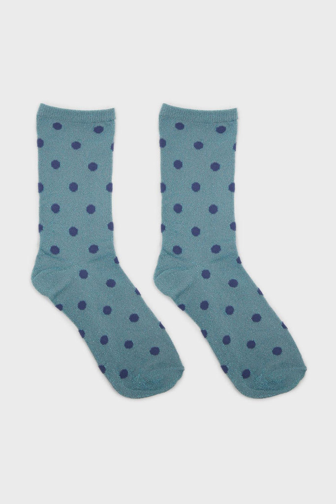 Blue metallic polka dot socks_3