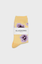 Yellow floral grid socks_4