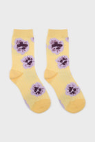 Yellow floral grid socks_3