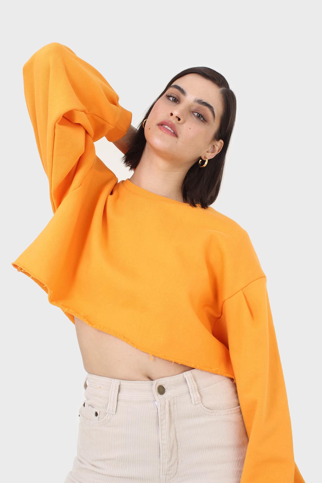 Tangerine cropped cut off sweatshirt_3