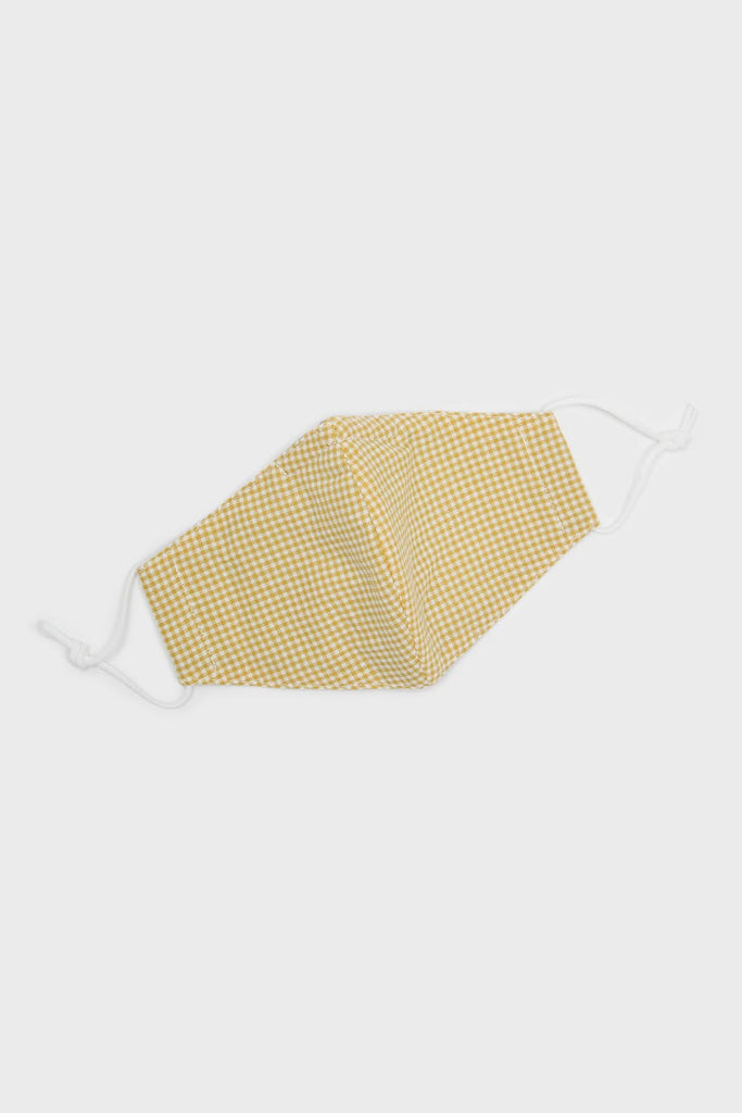 Yellow and ivory gingham face mask_2