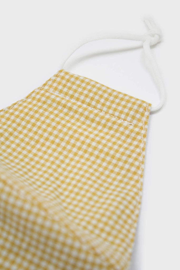 Yellow and ivory gingham face mask_1