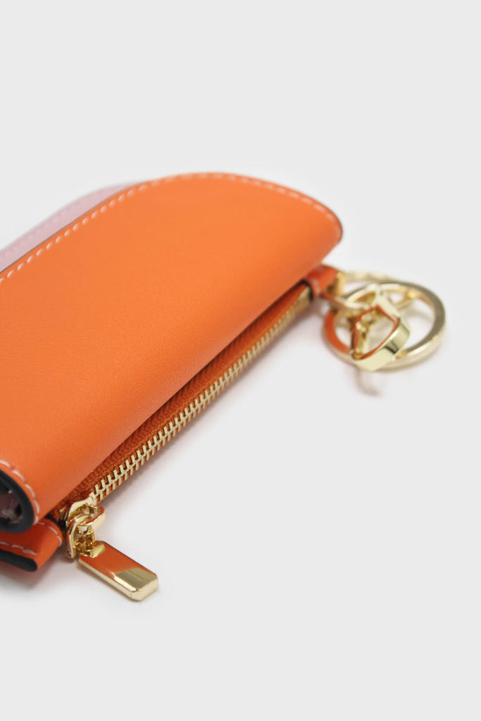 Pink and orange genuine leather cardholder and pen set_4