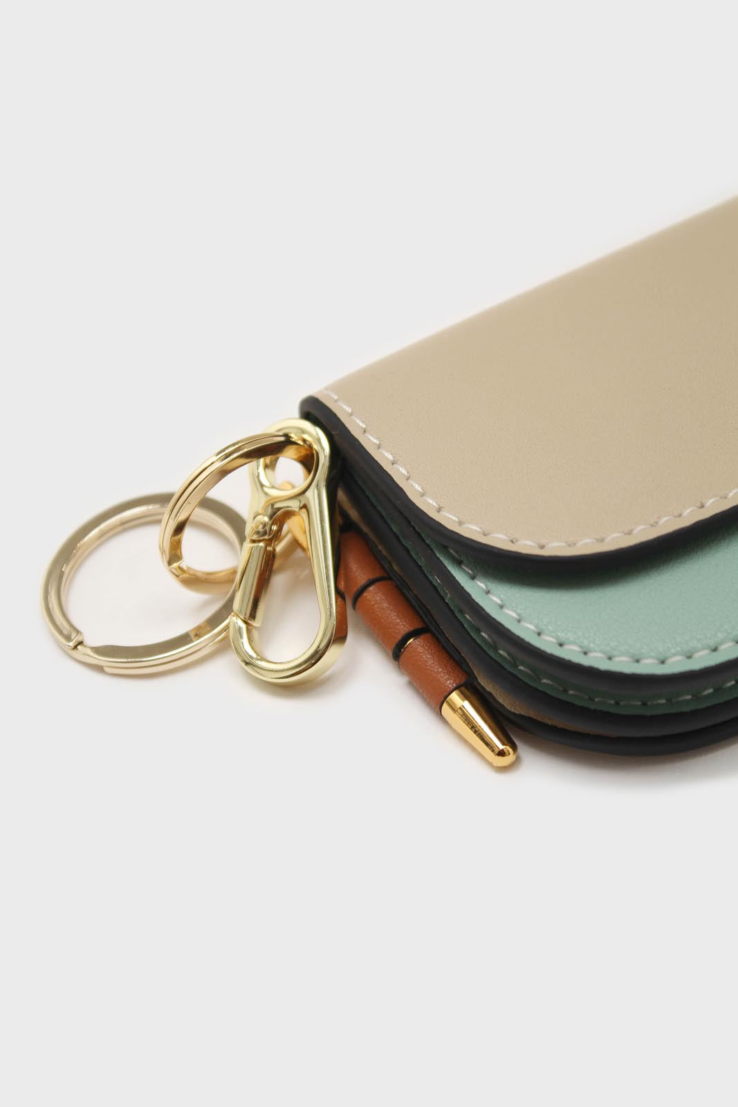Ivory and aqua genuine leather cardholder_3