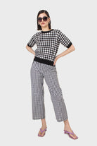Black and white gingham loose fit trousers_4
