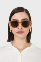 Mustard and khaki classic round sunglasses_2