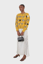 Ivory and black polka dot elasticated waistband maxi skirt_1