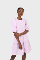 Lilac tiered puff sleeve mini dress_7