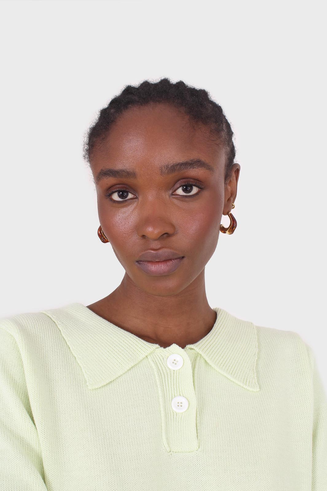 Lime green knit polo long sleeved top_2