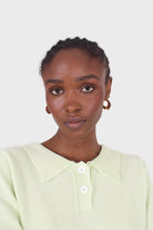 Lime green knit polo long sleeved top_2