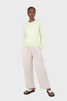 Lime green knit polo long sleeved top_3