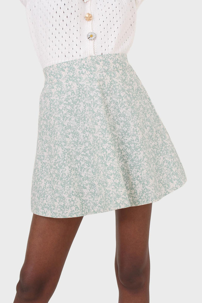 Mint and white tiny floral skirt_1