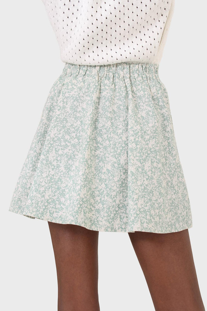 Mint and white tiny floral skirt_3