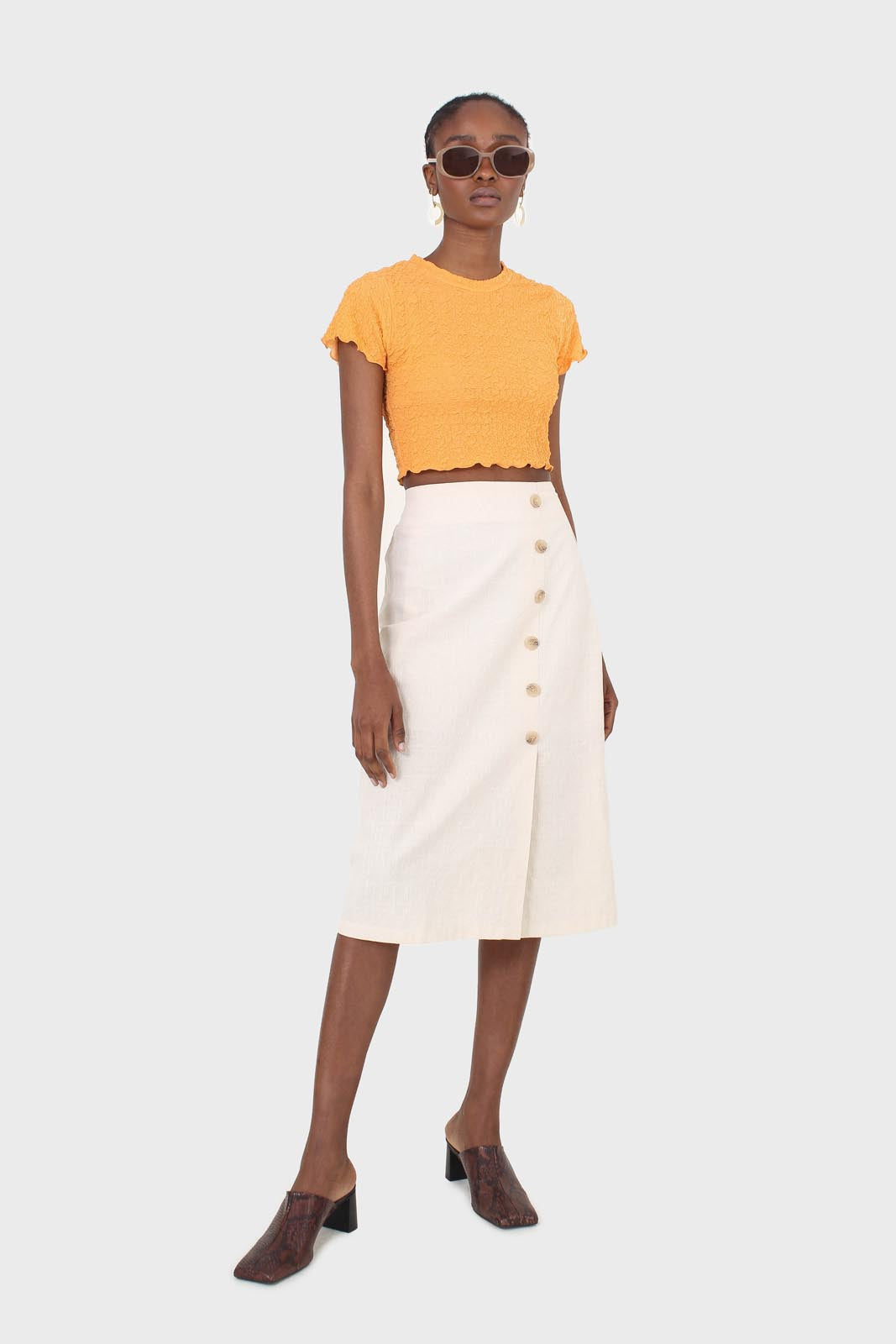 Ivory faux side button midi skirt_2