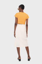 Ivory faux side button midi skirt_3