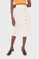 Ivory faux side button midi skirt_1