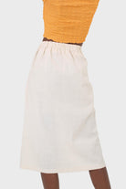 Ivory faux side button midi skirt_8