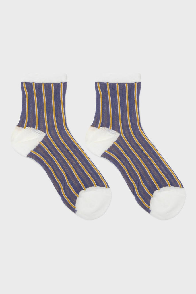 Blue and yellow striped sheer socks_3