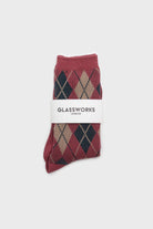 Pink blue and beige argyle socks_4