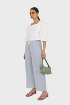 Ivory square neckline princess seam lace blouse_13