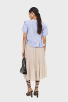 Sky blue asymmetric frill short sleeved top_5