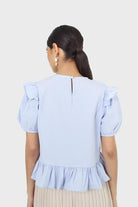 Sky blue asymmetric frill short sleeved top_2