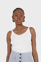 Ivory v-neck knit tank_1
