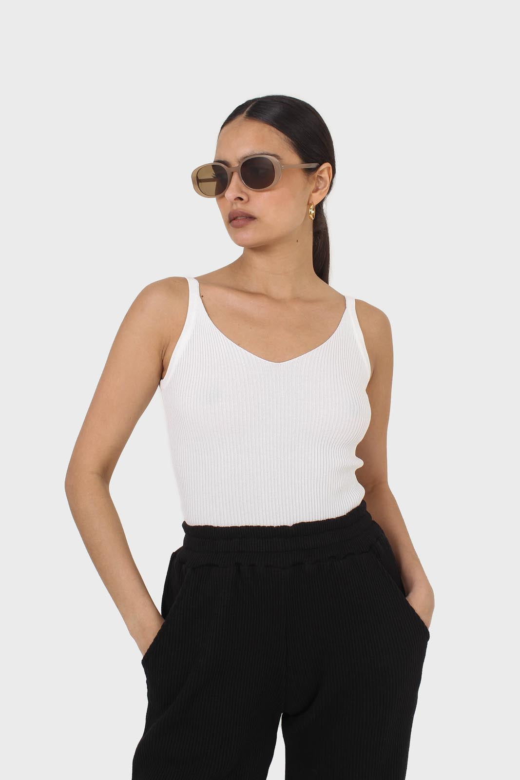 Ivory v-neck knit tank_13