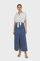 Mint and ivory gingham tie front shirt_4