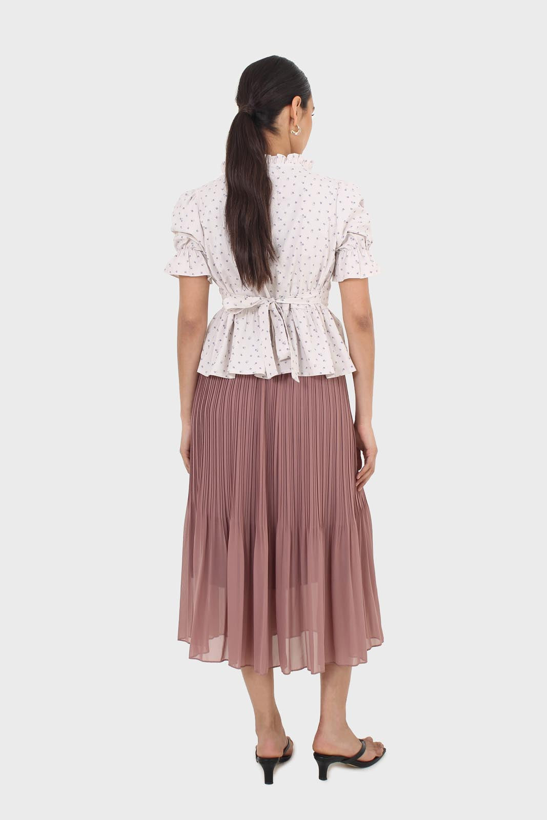 Oatmeal and lilac tiny flower print peasant blouse_4