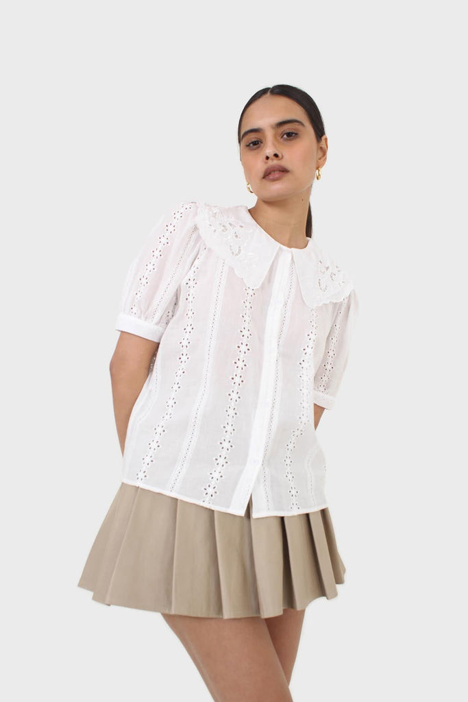 Ivory broderie anglaise large collar blouse_1