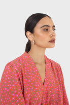 Pink floral print tie back maxi dress_9