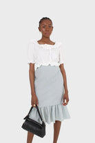 Ivory cropped puff sleeved broderie anglaise trim top_15