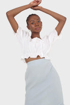 Ivory cropped puff sleeved broderie anglaise trim top_18